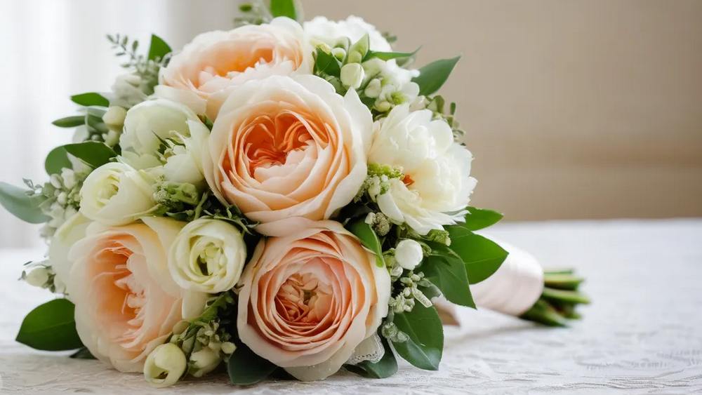 Белый свадебный букет невесты