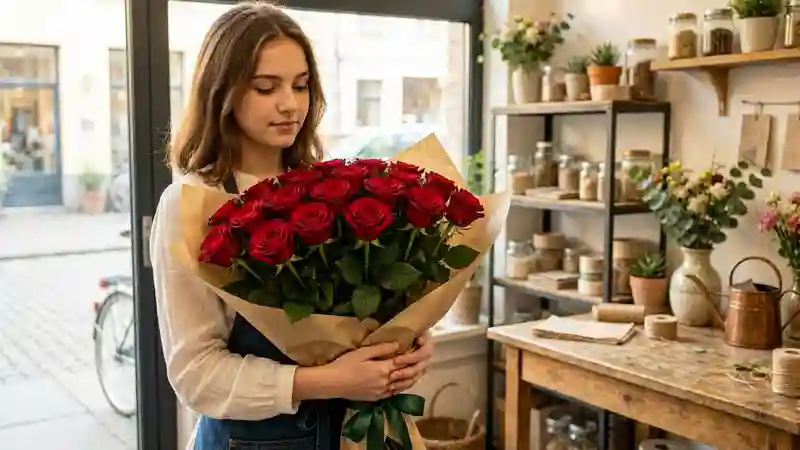 Флорист держит букет